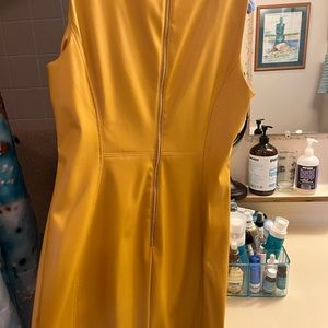Calvin Klein Mustard Yellow Sleeveless Pleather Dress